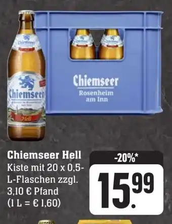 Scheck-in-Center Chiemseer Hell Kiste mit 20 x 0,5-L-Flaschen Angebot