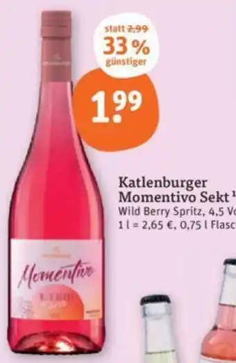 tegut Katlenburger Momentivo Sekt 0,75 L Flasche Angebot