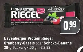 SBK Layenberger Protein Riegel Cranberry Cassis oder Schoko Banane 35g Angebot