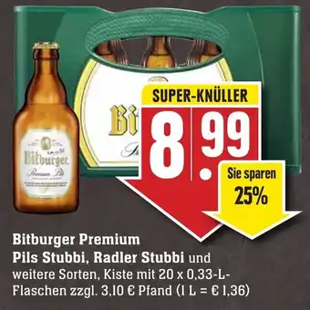 SBK Bitburger Premium Pils Stubbi, Radler Stubbi 20x0,33L Angebot