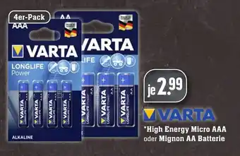 SBK Varta High Energy Micro AAA oder Mignon AA Batterie Angebot