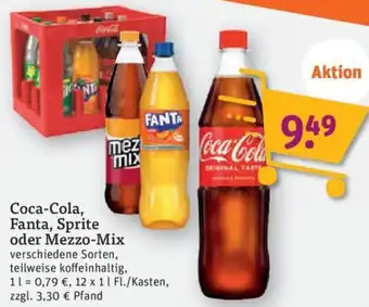 tegut Coca-Cola, Fanta, Sprite oder Mezzo-Mix 12x1 L Angebot