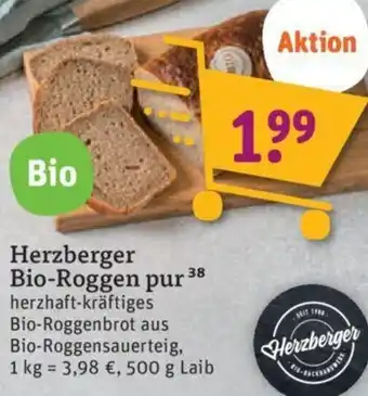 tegut Herzberger Bio-Roggen pur 500 g Laib Angebot