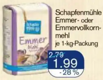 V Markt Schapfenmühle Emmer oder Emmervollkornmehl 1 kg Packung Angebot