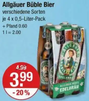 V Markt Allgäuer Büble Bier 4x0,5 Liter Pack Angebot