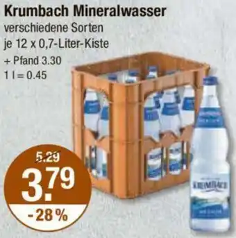 V Markt Krumbach Mineralwasser 12 x 0,7 Liter Kiste Angebot