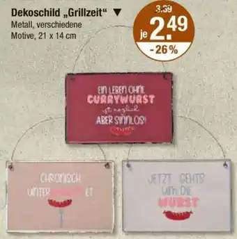 V Markt Dekoschild ,,Grillzeit" Angebot