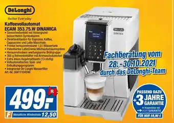 expert Techno Land DeLonghi Kaffeevollautomat ECAM 353.75.W Dinamica Angebot