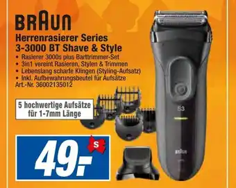 expert Techno Land Braun Herrenrasierer Series 3-3000 BT Shave & Style Angebot