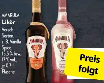 Aldi Süd AMARULA Likör 0,7 L Flasche Angebot