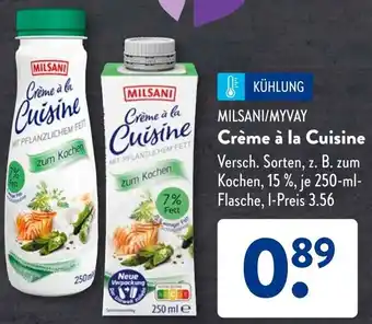 Aldi Süd MILSANI/MYVAY Crème à la Cuisine 250 ml Flasche Angebot