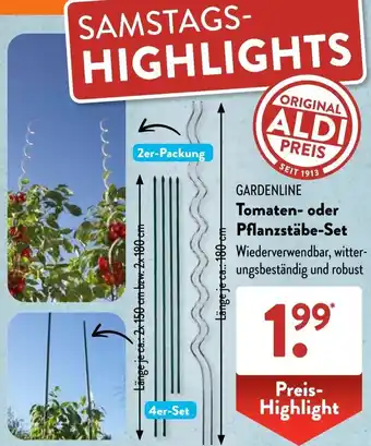 Aldi Süd GARDENLINE Tomaten oder Pflanzstäbe-Set Angebot