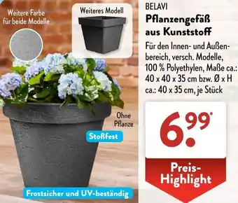 Aldi Süd BELAVI Pflanzengefäß aus Kunststoff Angebot