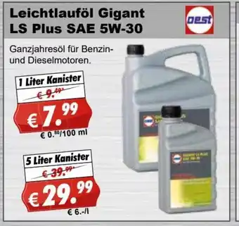 Stabilo Fachmarkt Leichtlauföl Gigant LS Plus SAE 5W-30 Angebot