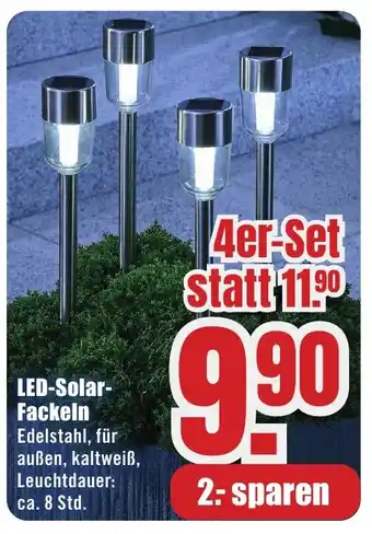 B1 Discount Baumarkt LED-Solar- Fackeln Edelstahl 4er-Set Angebot