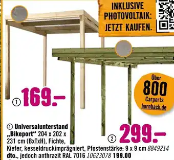 Hornbach 1 Universalunterstand ,,Bikeport" 204 x 202 x 231cm Angebot