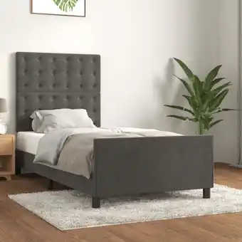 ManoMano Bettgestell mit Kopfteil, Einzelbett, Bettrahmen, Schlafzimmerbett Dunkelgrau 90x200 cm Samt LLLA135391 Maisonchic Angebot