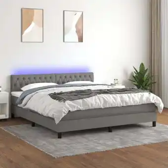 ManoMano Boxspringbett mit Matratze & led Bett für Erwachsene Schlafzimmerbett Dunkelgrau 180x200 cm Stoff NGIVN5055410 Bonnevie Angebot