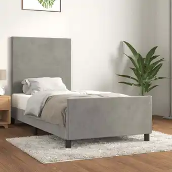 ManoMano Bettgestell mit Kopfteil, Einzelbett, Bettrahmen, Schlafzimmerbett Hellgrau 90x190 cm Samt LLLA895793 Maisonchic Angebot