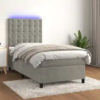 ManoMano Boxspringbett mit Matratze & led Bett für Erwachsene Schlafzimmerbett Hellgrau 90x200 cm Samt NGIVN6311786 Bonnevie Angebot