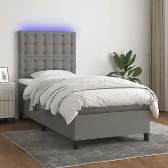 ManoMano Boxspringbett mit Matratze & led Bett für Erwachsene Schlafzimmerbett Dunkelgrau 90x190 cm Stoff NGIVN9653002 Bonnevie Angebot