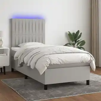 ManoMano Boxspringbett mit Matratze & led Bett für Erwachsene Schlafzimmerbett Hellgrau 90x190 cm Stoff NGIVN9239268 Bonnevie Angebot