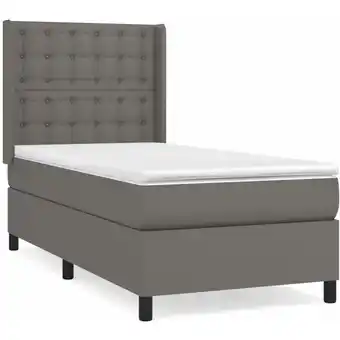 ManoMano Bettrahmen Einzelbett,Bettgestell und Polsterbett,Boxspringbett mit Matratze Grau 100x200 cm Kunstleder Bonnevie 19441 - Grau Angebot