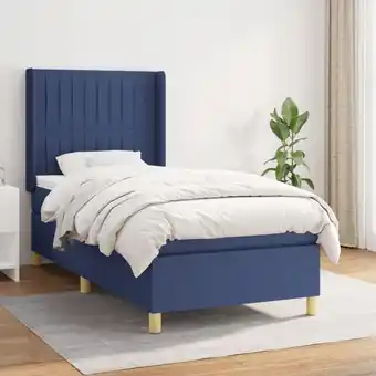 ManoMano Bettgestell für Erwachsene mit Matratze Kopfteil Bettgestell,Boxspringbett ,Taschenfederkernmatratze Blau 90x190 cm Stoff -BN Angebot