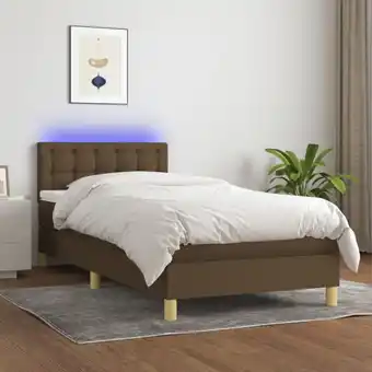 ManoMano Boxspringbett mit Matratze & led Bett für Erwachsene Schlafzimmerbett Dunkelbraun 100x200 cm Stoff NGIVN2371760 Bonnevie Angebot