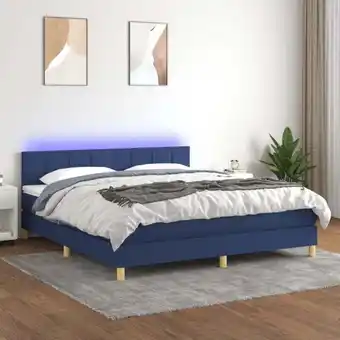 ManoMano Boxspringbett mit Matratze & led, Schlafzimmerbett, Hotelbett, Polsterbett Blau 160x200 cm Stoff JSHD901492 Maisonchic Angebot