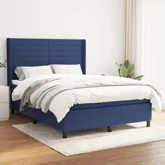 ManoMano Bettgestell für Erwachsene mit Matratze Kopfteil Bettgestell,Boxspringbett ,Taschenfederkernmatratze Blau 140x190 cm Stoff -B Angebot