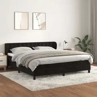 ManoMano Boxspringbett mit Matratze Bett für Erwachsene Schlafzimmerbett Bett für Erwachsene Schlafzimmerbett Schwarz 180x200 cm Samt  Angebot