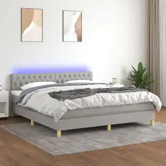 ManoMano Boxspringbett mit Matratze & led Bett für Erwachsene Schlafzimmerbett Hellgrau 180x200 cm Stoff NGIVN7876526 Bonnevie Angebot