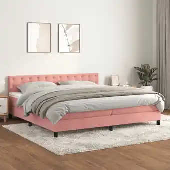 ManoMano Boxspringbett mit Matratze,Schlafzimmerbett,Polsterbett,Hotellbett Rosa 200x200 cm Samt FRJR309670 Maisonchic Angebot