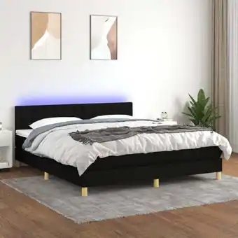 ManoMano Bettgestell mit Matratze & LED,Betten für Erwachsene,Boxspringbett,Schlafzimmerbett Schwarz 180x200 cm Stoff -Maison 69973 -  Angebot