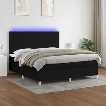 ManoMano Boxspringbett mit Matratze & led Bett für Erwachsene Schlafzimmerbett Schwarz 180x200 cm Stoff NGIVN5419077 Bonnevie Angebot