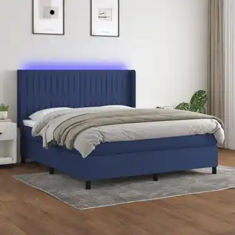 ManoMano Boxspringbett mit Matratze & LED,Bettgestell für Erwachsene,Taschenfederkernmatratze Blau 180x200 cm Stoff -BNC50554 - Blau Angebot