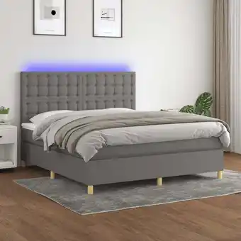 ManoMano Boxspringbett mit Matratze & led, Schlafzimmerbett, Hotelbett, Polsterbett Dunkelgrau 180x200 cm Stoff JSHD315532 Maisonchic Angebot