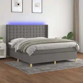 ManoMano Boxspringbett mit Matratze & led, Schlafzimmerbett, Hotelbett, Polsterbett Dunkelgrau 180x200 cm Stoff JSHD626714 Maisonchic Angebot