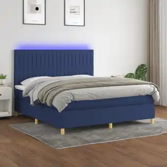 ManoMano Boxspringbett mit Matratze & led Bett für Erwachsene Schlafzimmerbett Blau 180x200 cm Stoff NGIVN3818558 Bonnevie Angebot