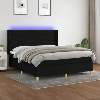 ManoMano Boxspringbett mit Matratze & led, Schlafzimmerbett, Hotelbett, Polsterbett Schwarz 180x200 cm Stoff JSHD657343 Maisonchic Angebot