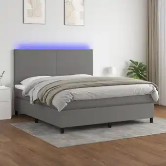 ManoMano Boxspringbett mit Matratze & LED,Bettgestell für Erwachsene,Taschenfederkernmatratze Dunkelgrau 180x200 cm Stoff -BNC64746 Angebot