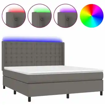 ManoMano Bettrahmen Einzelbett,Bettgestell und Polsterbett,Boxspringbett mit Matratze & led Grau 180x200 cm Kunstleder Bonnevie 52467  Angebot