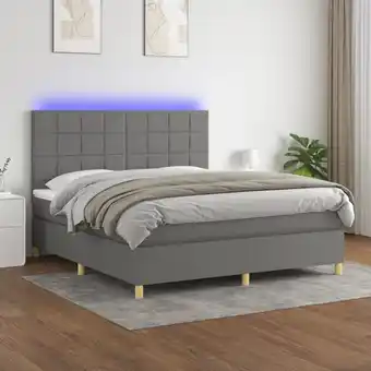 ManoMano Boxspringbett mit Matratze & LED,Bettgestell für Erwachsene,Taschenfederkernmatratze Dunkelgrau 180x200 cm Stoff -BNC53800 Angebot