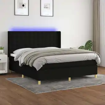 ManoMano Boxspringbett mit Matratze & LED,Schlafzimmerbett,Polsterbett,Hotellbett Schwarz 180x200 cm Stoff FRJR201607 Maisonchic Angebot