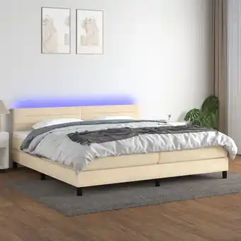 ManoMano Boxspringbett,Schlafzimmerbett mit Matratze & led Creme 200x200 cm Stoff vidaXL43408 Angebot