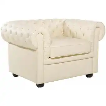 ManoMano Sessel Creme Echtleder Chesterfield Stil Wohnzimmer Salon - Braun Angebot