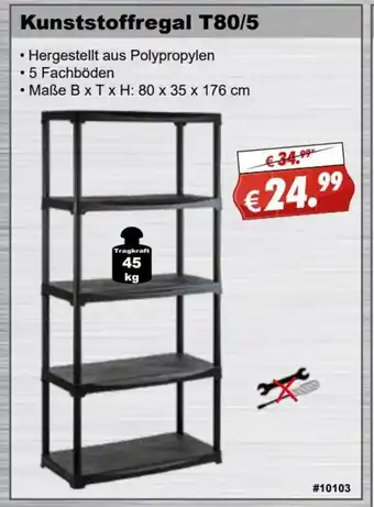 Stabilo Fachmarkt Kunststoffregal T80/5 Angebot