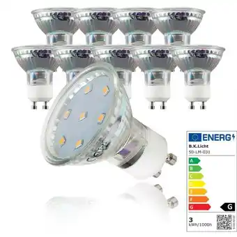 ManoMano B.k.licht - led Leuchtmittel GU10 Energiespar-Lampe 3 Watt Glüh-Birne, ersetzt 35 w Halogen: 10 Stück - 50 Angebot