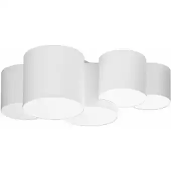 ManoMano Licht-erlebnisse - Deckenlampe Stoff 81 cm lang 5-flammig Weiß E27 Modern Wohnzimmer Deckenleuchte - Weiß Angebot